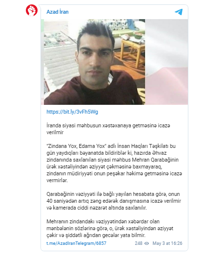 İranda siyasi məhbusun xəstəxanaya getməsinə icazə verilmir - FOTO