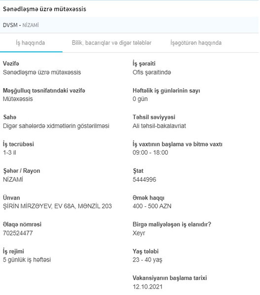 İşsizlərin nəzərinə! Dövlət boş iş yerlərini açıqladı - 1500 AZN maaş