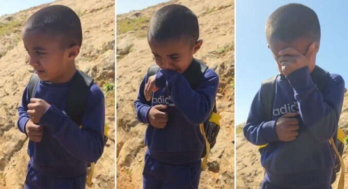 Məktəb yolunun bağlanması uşağı gözyaşlarına boğdu - VİDEO