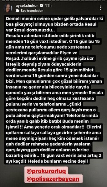 Aysel Şükür partlayış olan klub sahibi ilə yazışmalarını YAYDI - FOTO