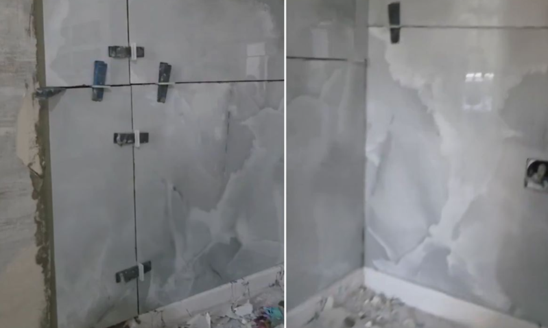 Kafel ustasının işini bəyənməyən ailə evə polis çağırdı - VİDEO