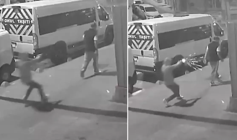 Dəhşətli anlar: Arxasınca qaçdığı adamı güllə yağışına tutdu - VİDEO