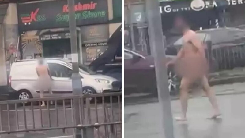 Çılpaq kişi küçədə dava saldı, yol hərəkətini dayandırdı