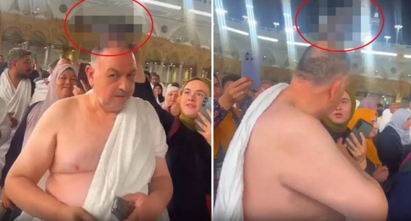 Məkkədə möcüzəvi an – ziyarət edən kişinin başına göyərçin qondu - VİDEO