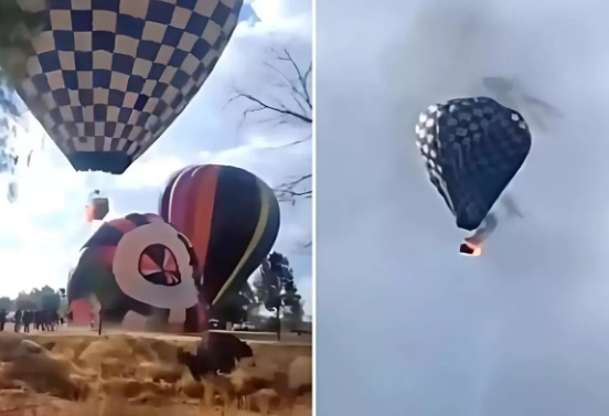 Alovlanan hava balonundan yıxılan şəxs dəhşətli şəkildə həlak oldu - VİDEO