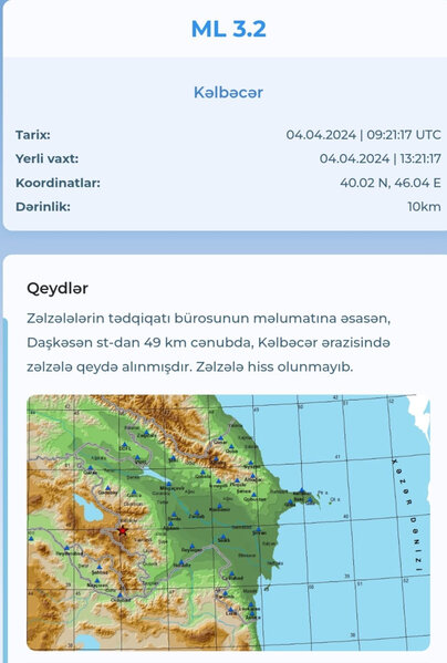 Azərbaycanda zəlzələ olub