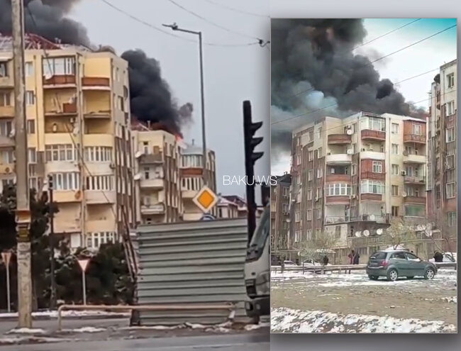 Məmmədlidə yaşayış binasında güclü yanğın başlayıb - VİDEO