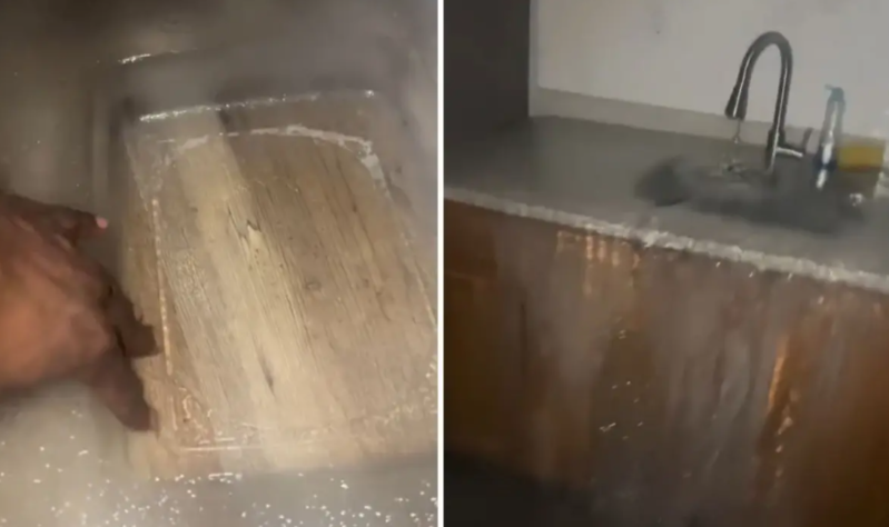Mətbəxdə suyu açıq unudan şəxsin evini buz bağladı - VİDEO