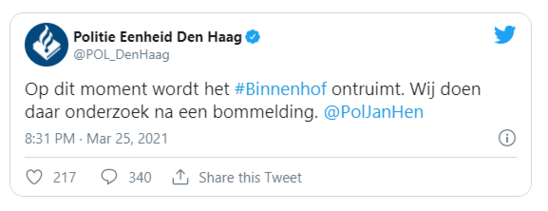 Niderlandda parlament və Baş nazirin iqamətgahında BOMBA HƏYƏCANI – FOTO