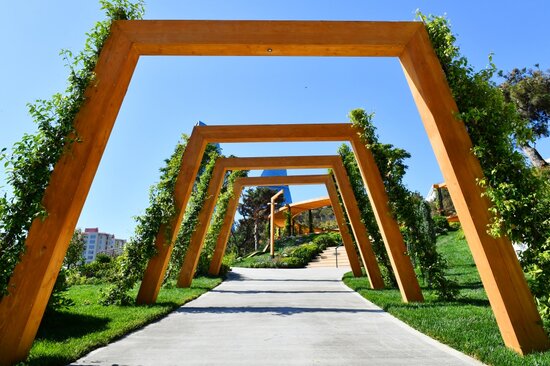 Prezident Bakıda yeni salınmış parkda - FOTOLAR