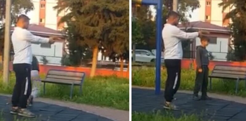 Parkda uşağa silahla "təlim" görüntüləri etiraz doğurdu - VİDEO