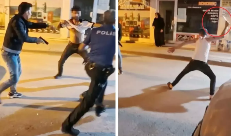 Küçədə kütləvi dava: Polisə bıçaq və stul ilə hücum edildi