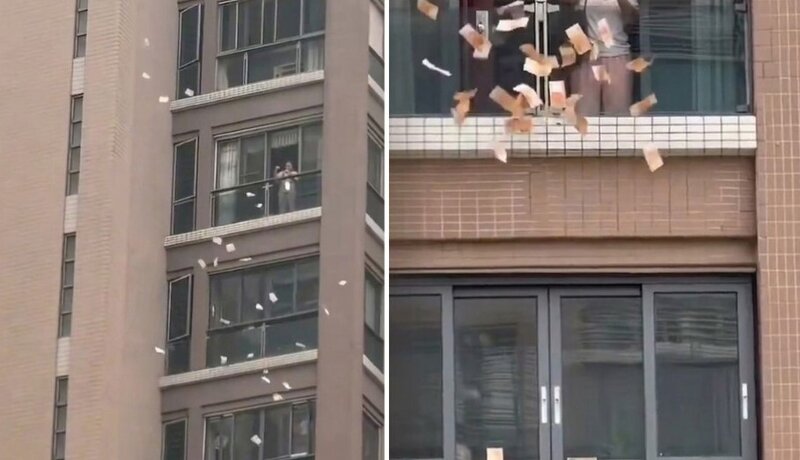 Göydən sərvət yağdı: pəncərədən milyonları səpdi - VİDEO