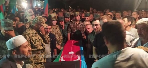 Sərhəd Qoşunlarının şəhid hərbi qulluqçusu Qəbələdə dəfn edildi - FOTO