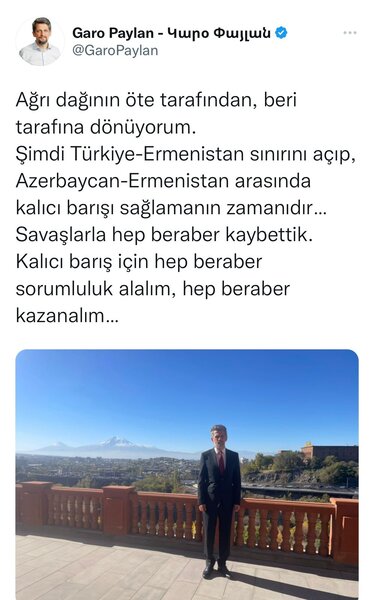 "İndi Azərbaycan-Ermənistan arasında daimi sülh əldə etmək zamanıdır" - Qaro Paylan