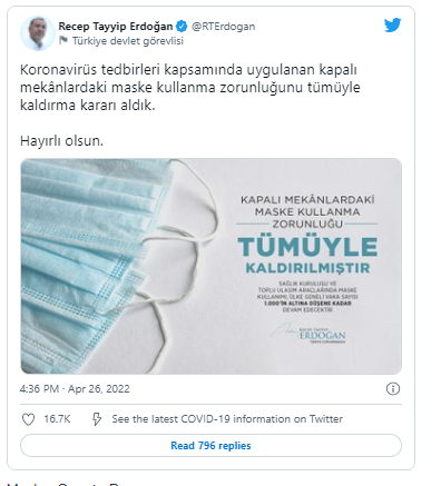 Ərdoğan xalqını müjdələdi: "Maskalarımızı çıxaraq" - FOTO