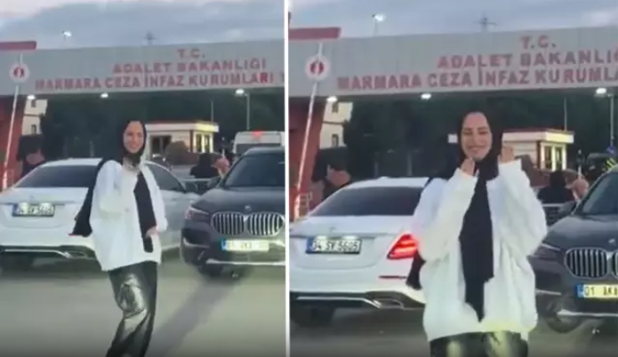 Həbsxanının önündə həyat yoldaşının azadlığa çıxmasını gözləyən qadının rəqsi gündəm olub - VİDEO