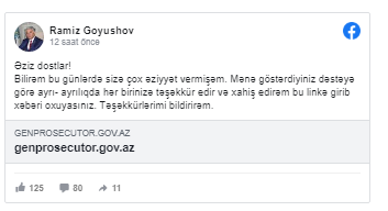 Ramiz Göyüşovdan növbəti açıqlama: "Çox əziyyət vermişəm" - FOTO
