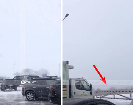 Şamaxıda güclü qar: DYP yolu bağladı - VİDEO