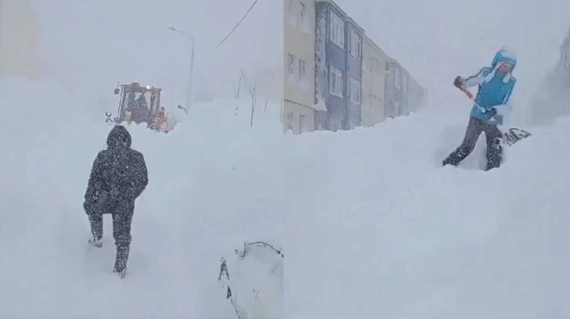 Saxalin qara təslim oldu! İnsanlar tunel qazaraq çölə çıxırlar - VİDEO