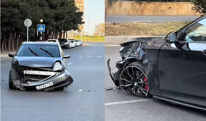 Bakıda "Toyota Prius" BMW markalı avtomobilə çırpıldı