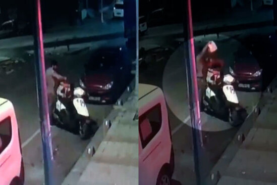 Kuryer bir sifarişi təslim etdiyi zaman motosikletindən ikinci sifarişini oğurladılar - VİDEO