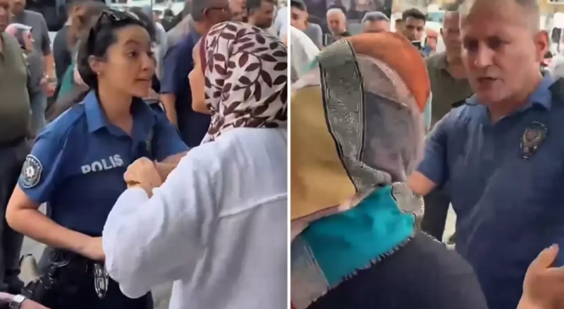 Bıçaqlı şəxsin ailəsi onu saxlayan polislərə: "Siz itsiz"