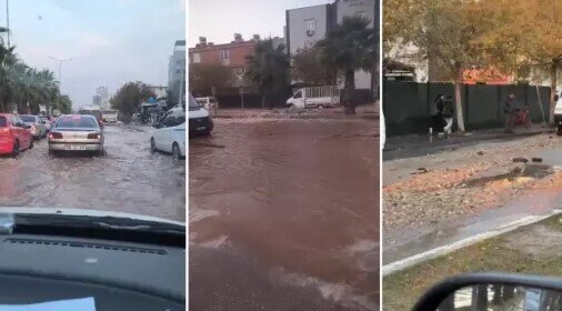 İçməli su borusu partladı: 3 məhəllə gölə döndü, yol çökdü
