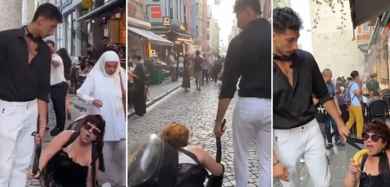 İstanbulda qadına qarşı şiddət: Kəməri it boyunluğu kimi taxıb küçədə gəzdirdilər - VİDEO