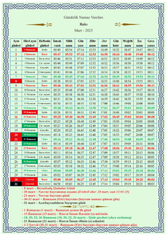 Ramazan ayı nə vaxtdan başlayır? - TƏQVİM