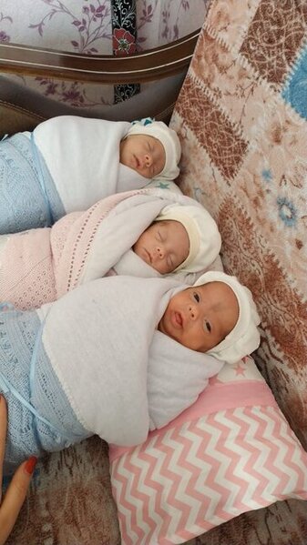 Naxçıvanda üçəmlər dünyaya gəldi - İki oğlan, bir qız - FOTO