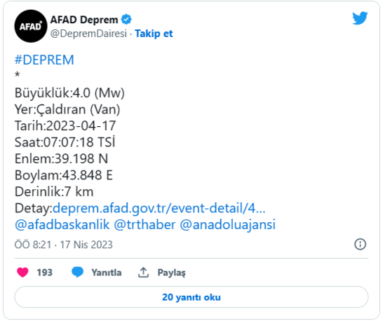 Türkiyədə zəlzələ oldu