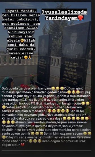 "Dağ boyda qardaşı ölən bacıyam"- Vüsalə qardaşının MƏZARI ÜSTDƏ - FOTOLAR