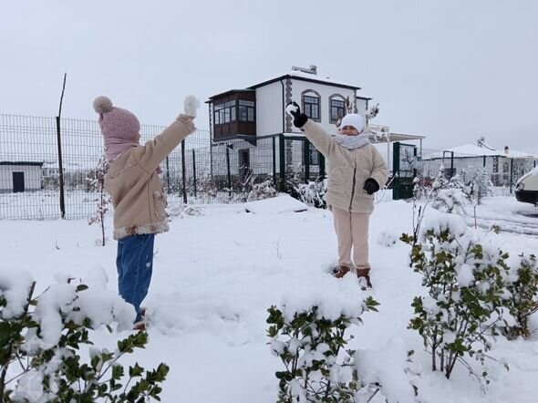 Ağalıda uşaqların qar sevinci - FOTO