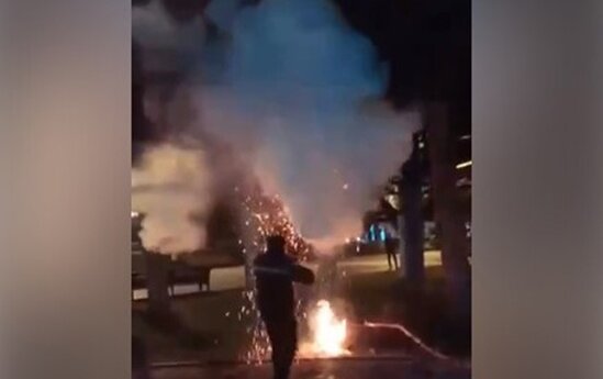 "Park Bulvar" yaxınlığında yolka yandı - Video