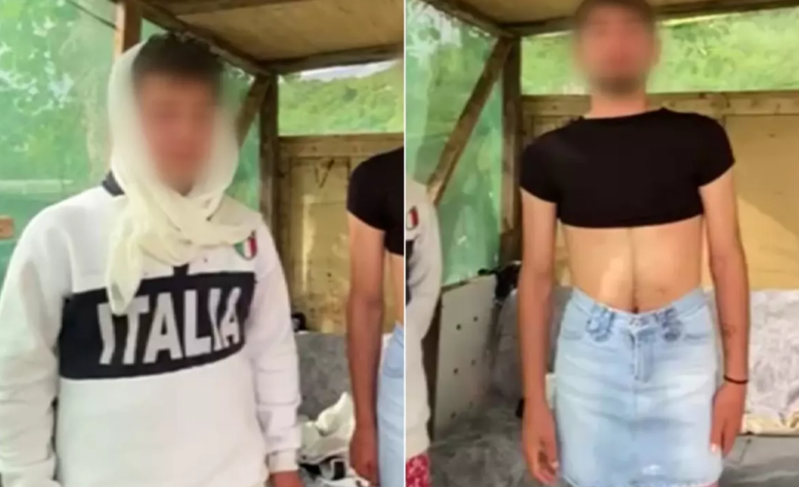 Ələ keçirdikləri oğrulara qadın paltarı geyindirib video çəkdilər - VİDEO